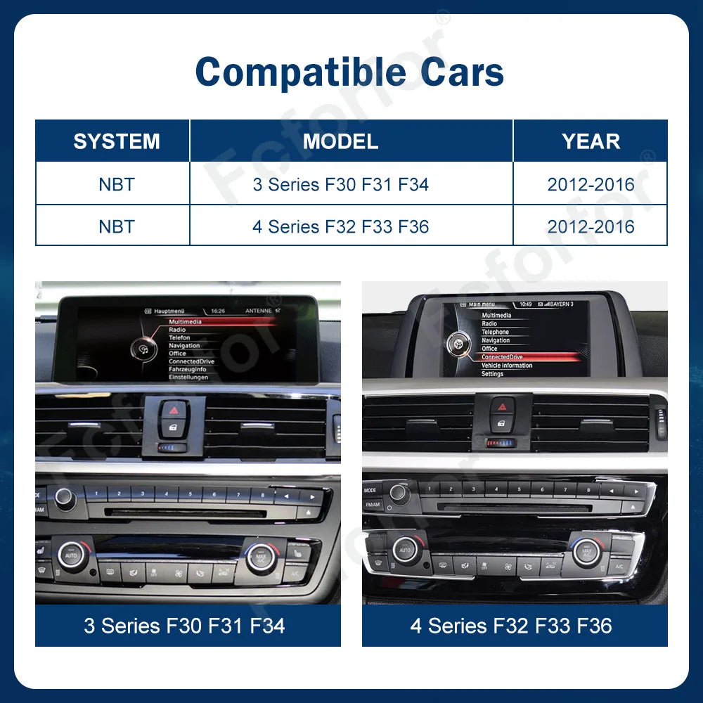 LuxRide™  10.25''Linux Wireless Carplay Screen Multimedia Bt Gps Car Radio Player for BMW3/4SeriesF30-36 2013-2017 NBT CIC CCC