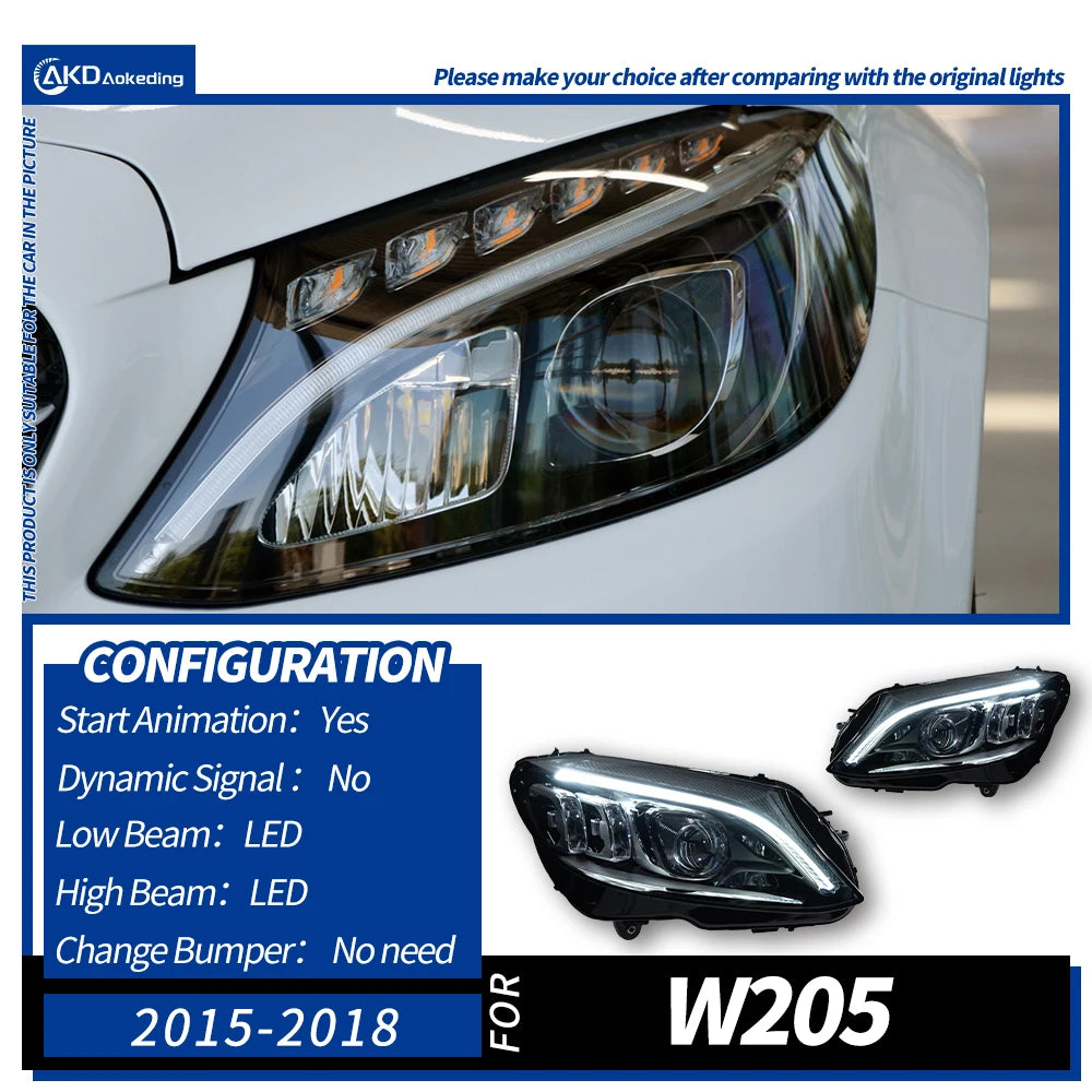 LuxRide™  Benz W205 Headlight Projector Lens C-Class C180 C200 C260 C300