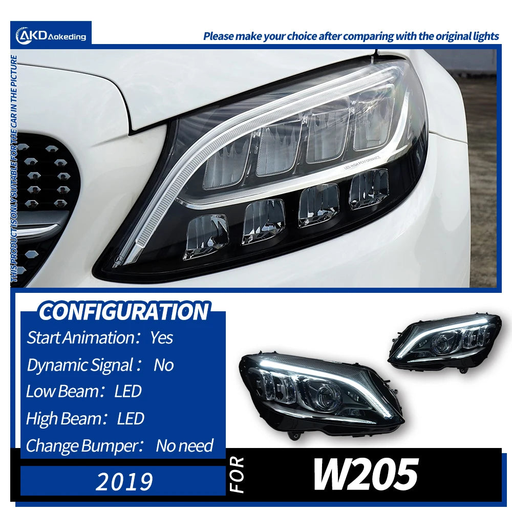 LuxRide™  Benz W205 Headlight Projector Lens C-Class C180 C200 C260 C300