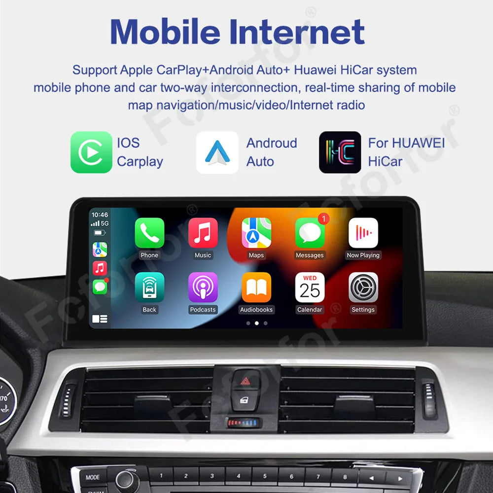 LuxRide™  10.25''Linux Wireless Carplay Screen Multimedia Bt Gps Car Radio Player for BMW3/4SeriesF30-36 2013-2017 NBT CIC CCC