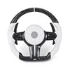 LuxRide™ M Sport White Leather Forged Carbon Fiber Steering Wheel for F Series (F10/F30)-Customizable Stitch Color & 50mm Grip Size