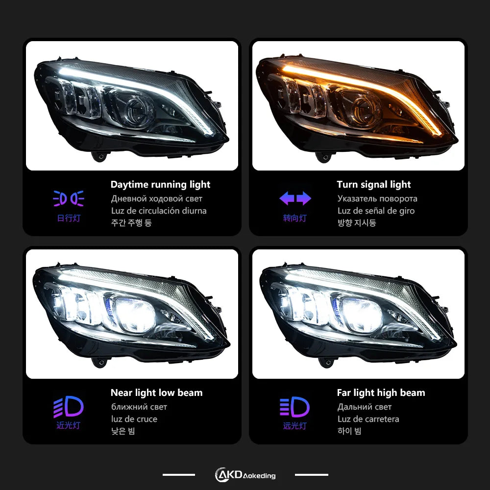 LuxRide™  Benz W205 Headlight Projector Lens C-Class C180 C200 C260 C300