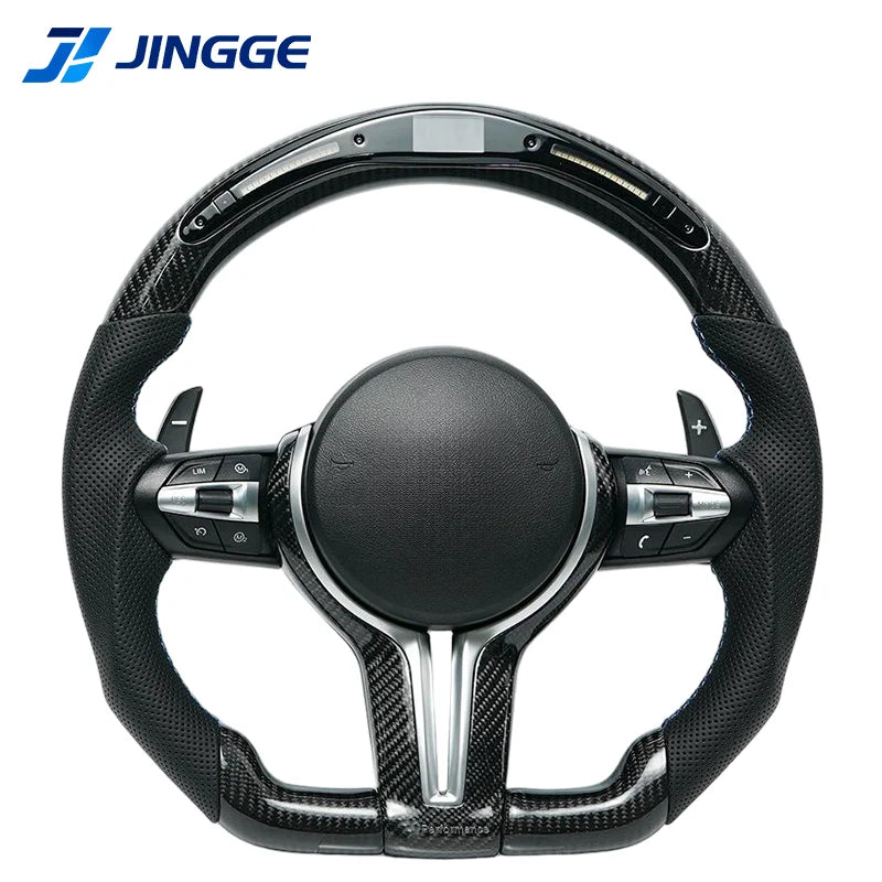 LuxRide™  LED M Sport Forged Carbon Fiber Leather Steering Wheel for for F30 F10 M5 F90 F20 X5 E70 X6 X6M E71 E46 M3 E39 E60 E92 M5 G20 X3