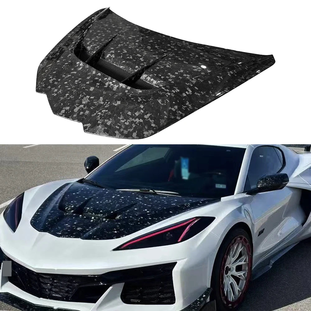 LuxRide™ Forged Carbon Fiber Double Sided  Front Hood for C8 Corvette Stingray C8 E-ray Z06 Convertible 2019+