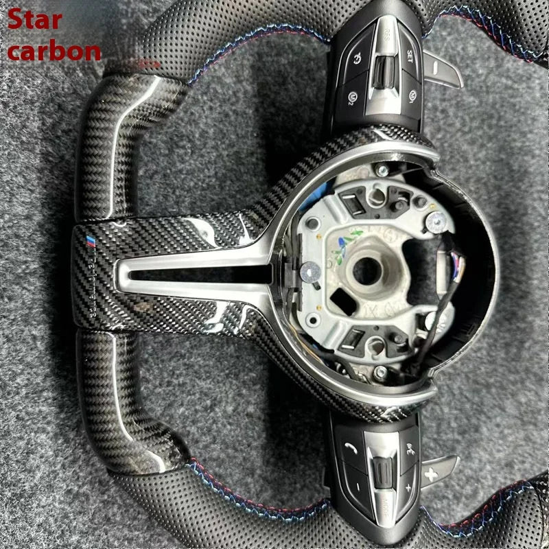 LuxRide™   Carbon Fiber MSports Racing Steering Wheel Leather M3 M5 M6 2 Series