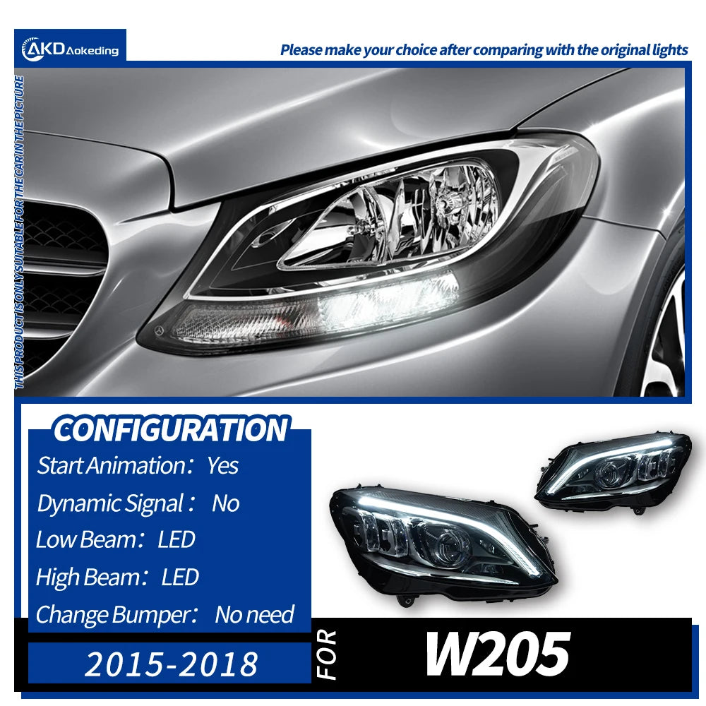 LuxRide™  Benz W205 Headlight Projector Lens C-Class C180 C200 C260 C300