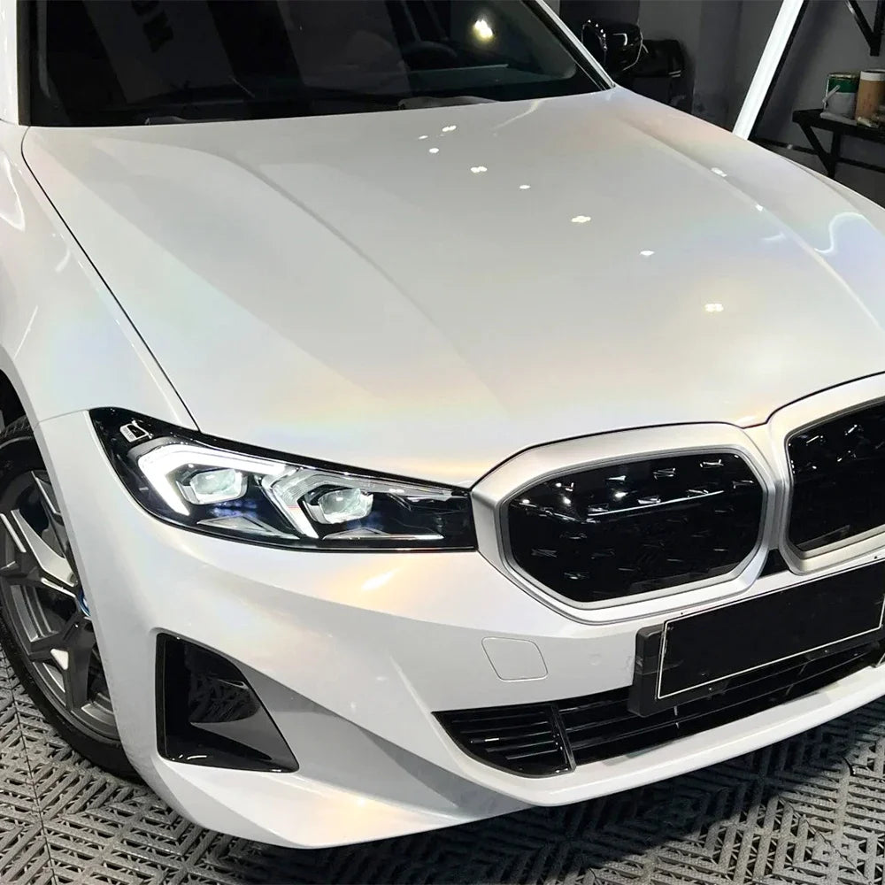 LuxRide™ Highest Quality Glossy Rainbow Laser 5D Iridecence Laser White Vinyl Wrap