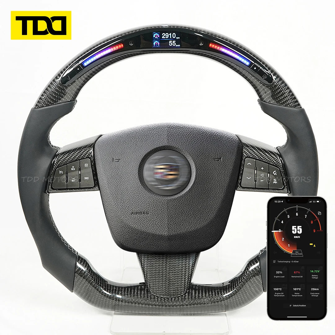 LuxRide™ LED Steering Wheel Customized  With Leather For Cadillac CTS CTS-V(2008-2012) SRX(2010-2012)