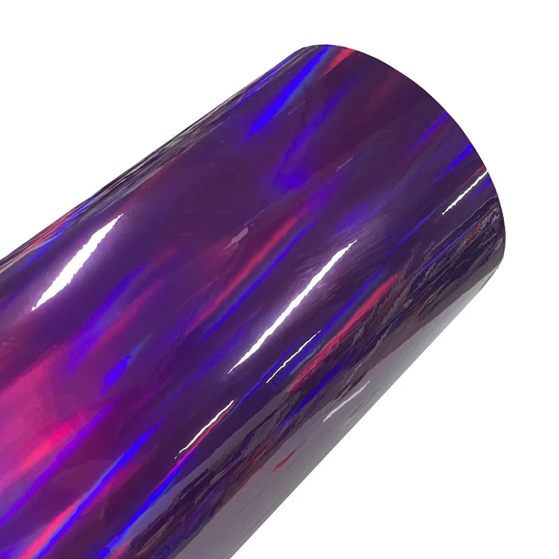 LuxRide™ Premium Gloss Holographic Chrome Purple Vinyl Wrap Roll Self Adhesive Decal