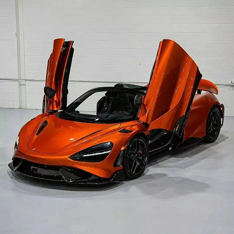 LuxRide™ Ultra Glossy Orange Metallic Vinyl Wrap Film Roll With Air Release Self Adhesive