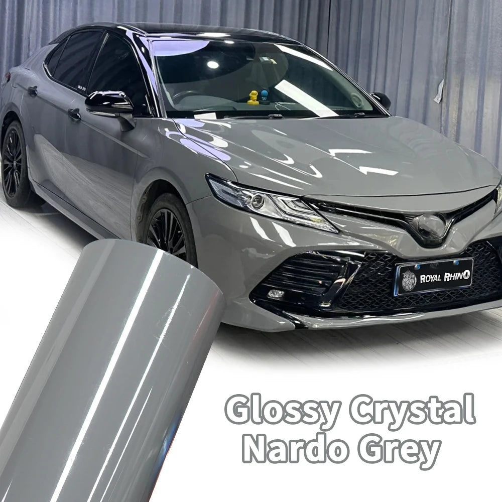 LuxRide™ Premium Gloss Nardo Grey Vinyl Wrap Film Roll Bubble Free Air Release Self Adhesive