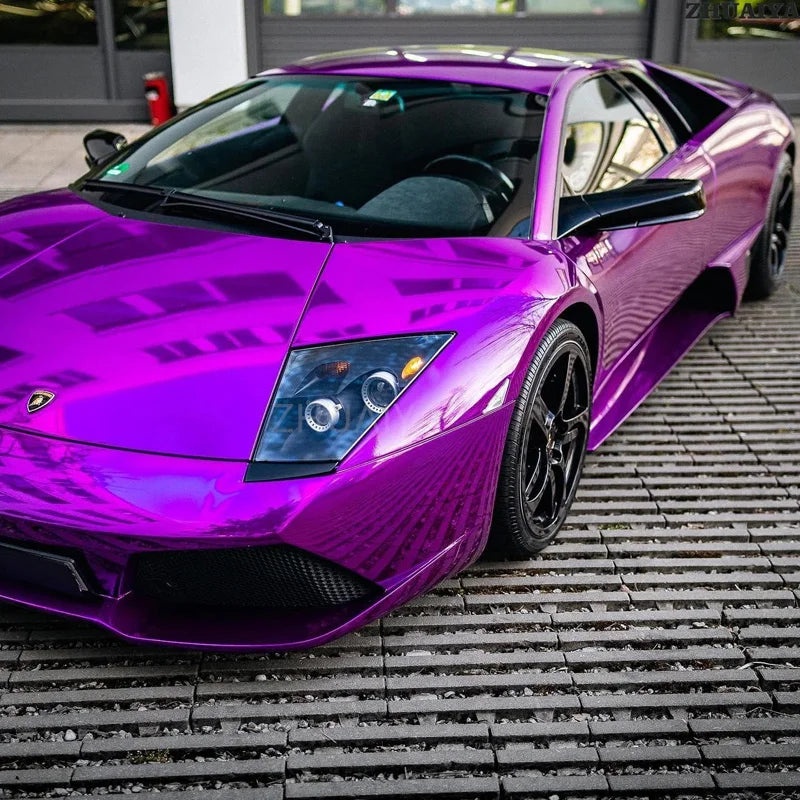 LuxRide™  Premium Stretchable Purple Mirror Chrome Vinyl Wrap Film Roll DIY Self Adhesive Decal