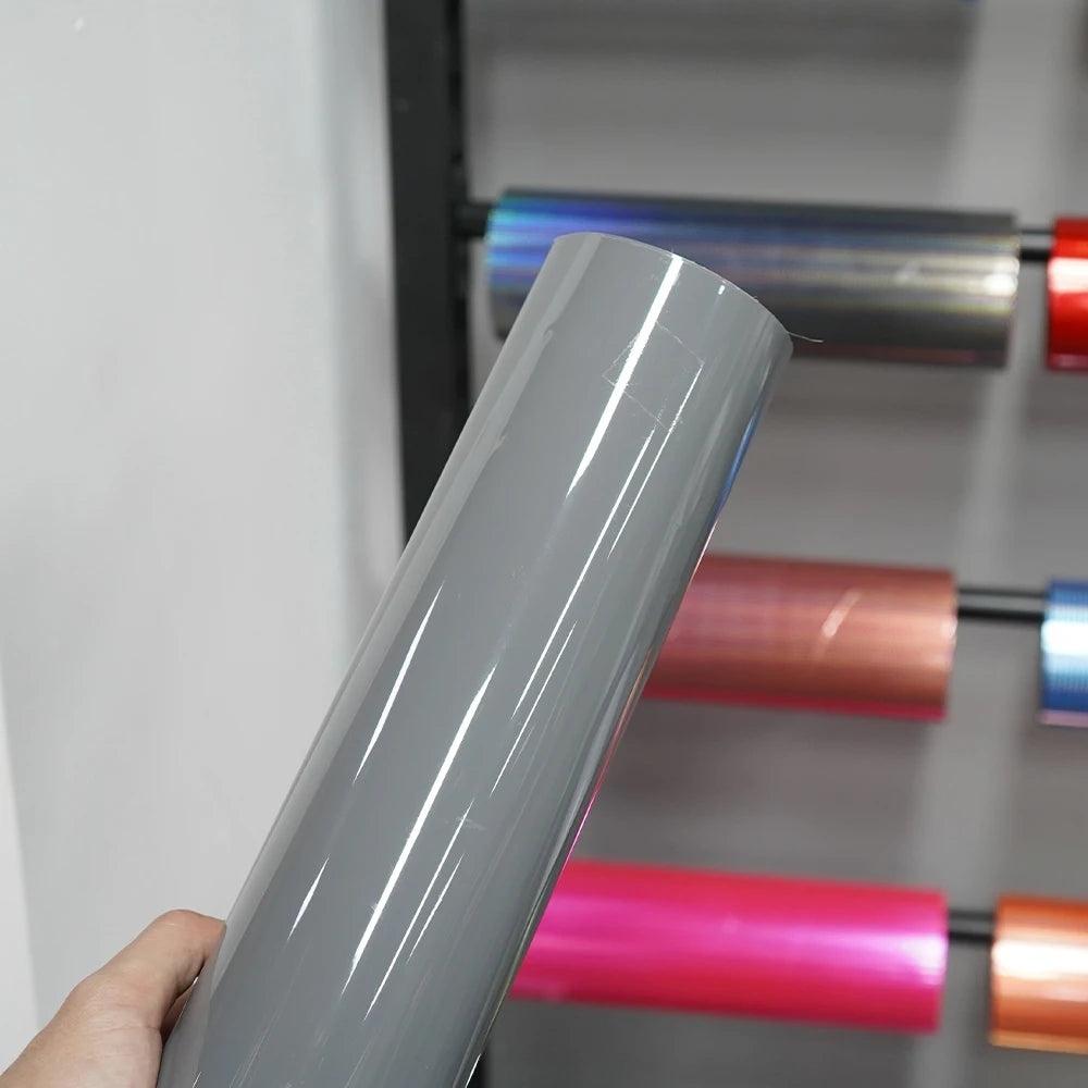 LuxRide™ Premium Gloss Nardo Grey Vinyl Wrap Film Roll Bubble Free Air Release Self Adhesive