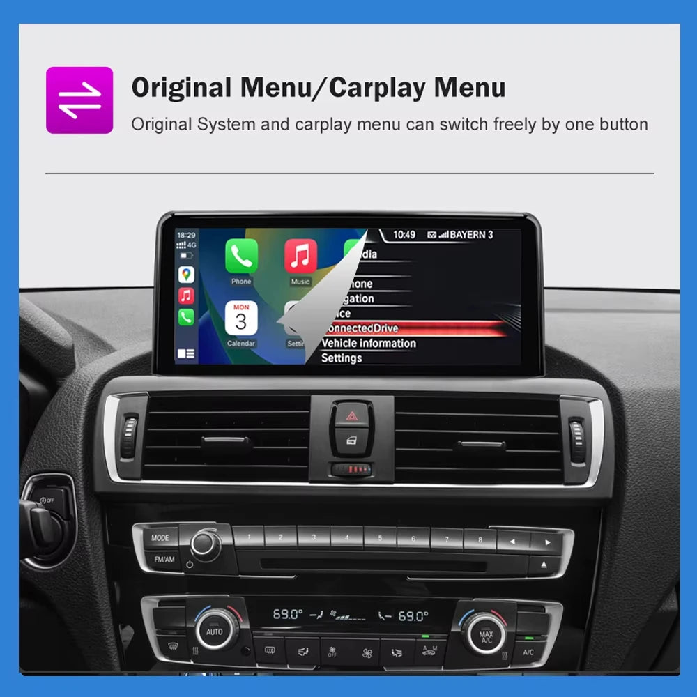 LuxRide™  10.25”1920*720 Wireless Carplay Android Auto Car multimedia player for F20 F21 F22 F30 F31 F32 F33 F34 F36 NBT 2013-2017