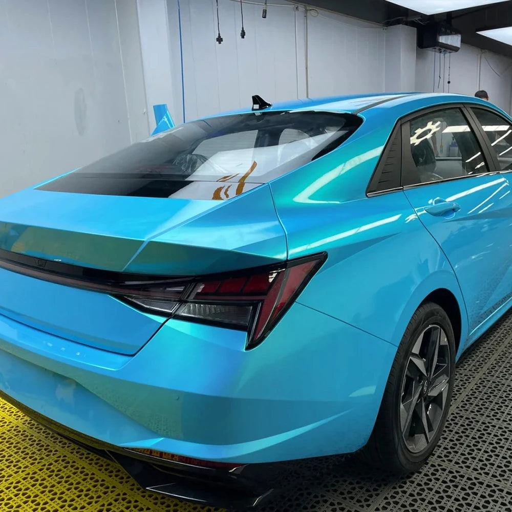 LuxRide™ Car Wrap Vinyl Film Multicolored Coral Sky Blue Color Change Stickers PET Bubble