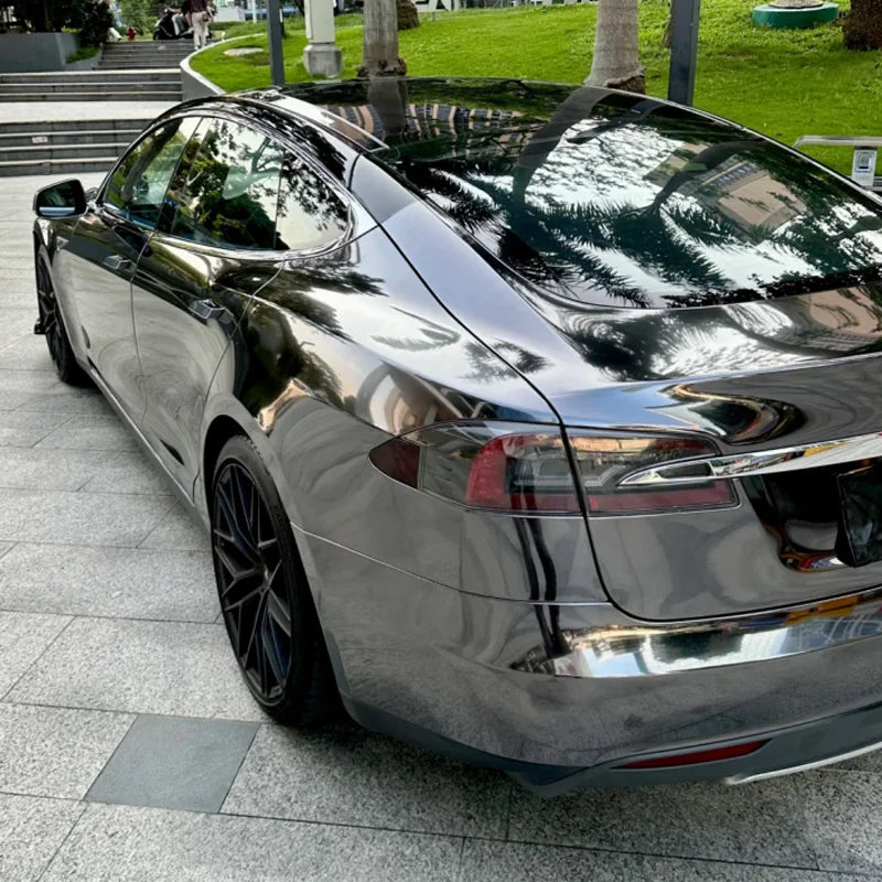 LuxRide™ Premium Black Mirror Chrome Vinyl Wrap Self Adhesive Decal Film Air Release