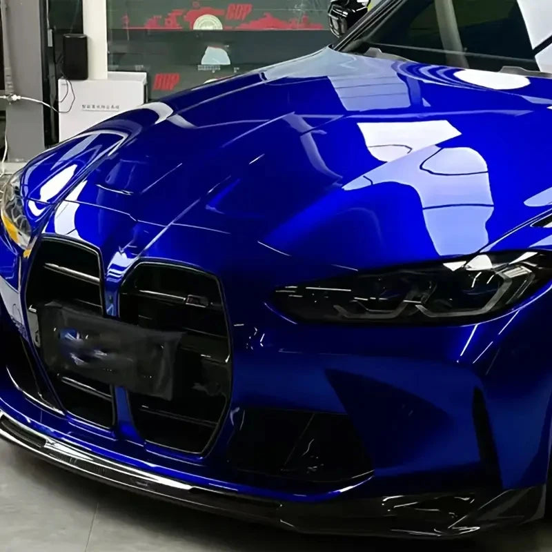 LuxRide™ Premium Candy Gloss Metal Dark Blue Vinyl Car Wrap Adhesive Film Decal with Air Release Bubble