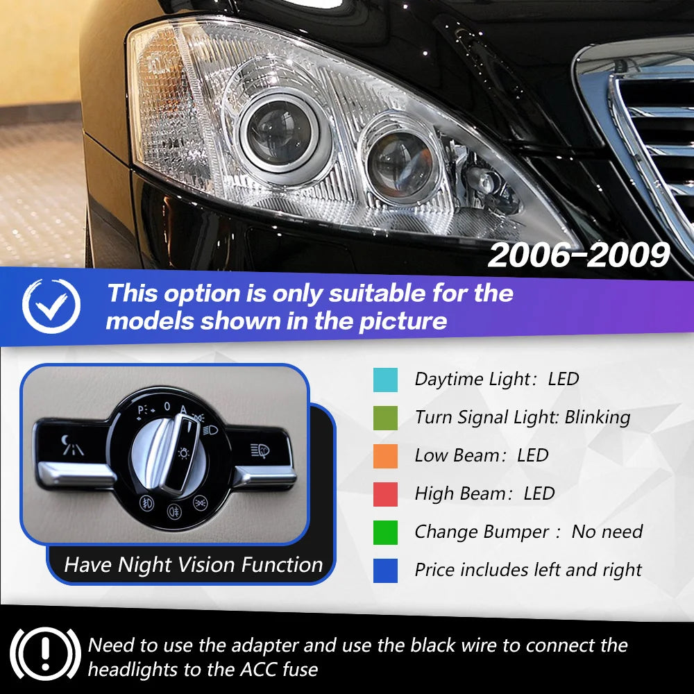 LuxRide™  Benz W221 Headlights 2006-2009 S300 S400