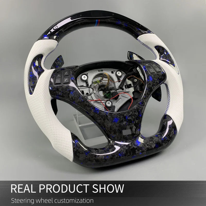 LuxRide™   Carbon Fiber Steering Wheel E90 E91 E92 E93 M3 3-Series 328i 330i 335d 1-Series 135i with LED Rpm