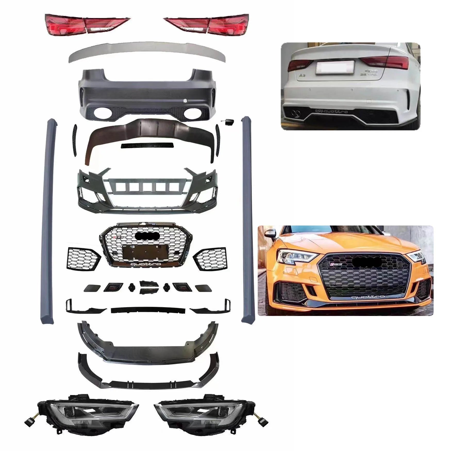 LuxRide™ Bodykit for Audi A3 8V 13-16 Old Change to New 17-19 RS3