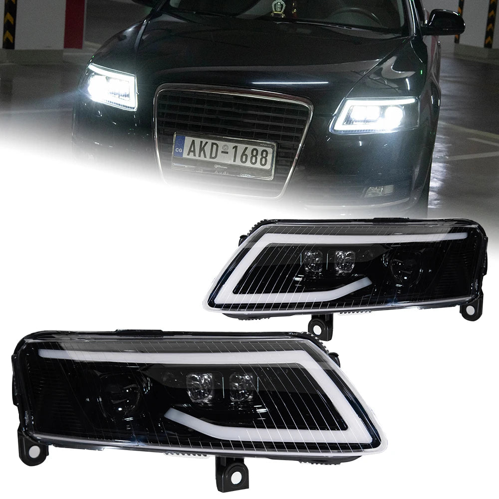 LuxRide™  Audi A6 Headlights 2005-2011 A6 C6 LED Headlight Dynamic Signal Animation DRL Bi Xenon