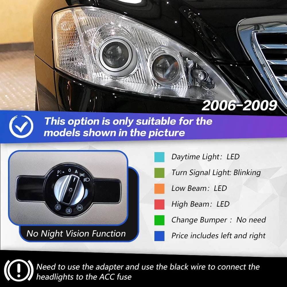 LuxRide™  Benz W221 Headlights 2006-2009 S300 S400