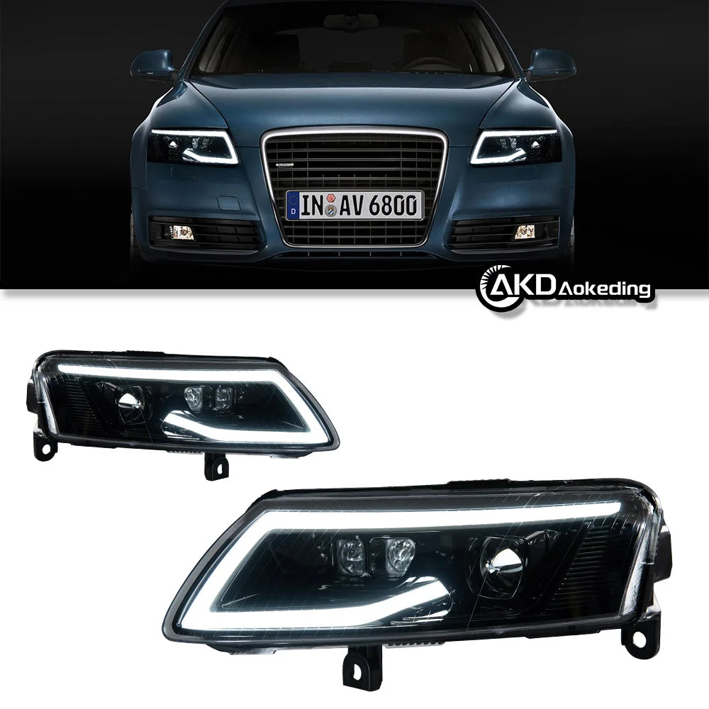 LuxRide™  Audi A6 Headlights 2005-2011 A6 C6 LED Headlight Dynamic Signal Animation DRL Bi Xenon