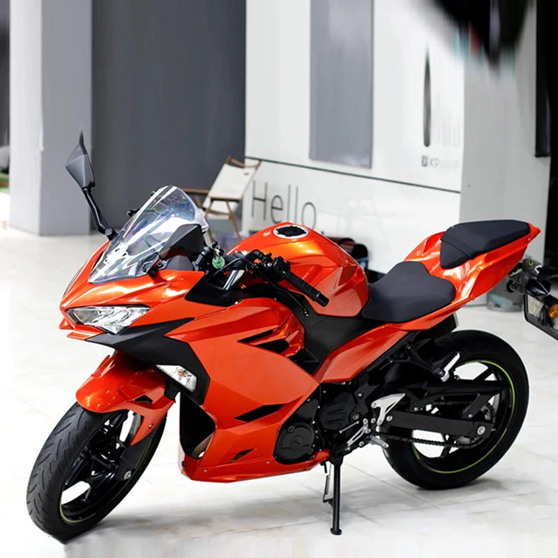 LuxRide™ Ultra Glossy Orange Metallic Vinyl Wrap Film Roll With Air Release Self Adhesive