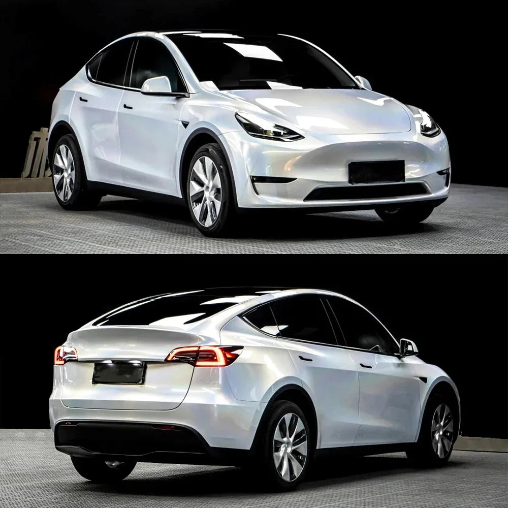 LuxRide™ Highest Quality Glossy Rainbow Laser 5D Iridecence Laser White Vinyl Wrap