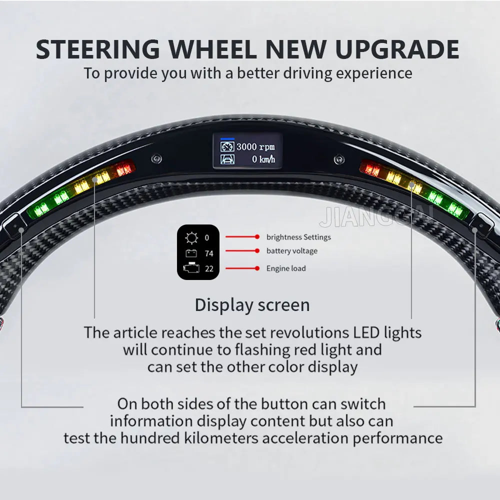 LuxRide™ LED Steering Wheel Fit For Land Rover Defender 2020- 2024 Glossy Carbon Steering Wheel with Paddle Holes & Heating Function