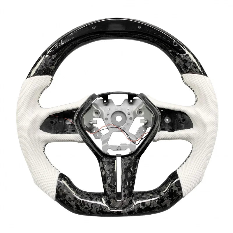 LuxRide™ Customized Forged LED Carbon Fiber Perforated Leather Steering Wheel Q60 QX55 Q50 2017 2024