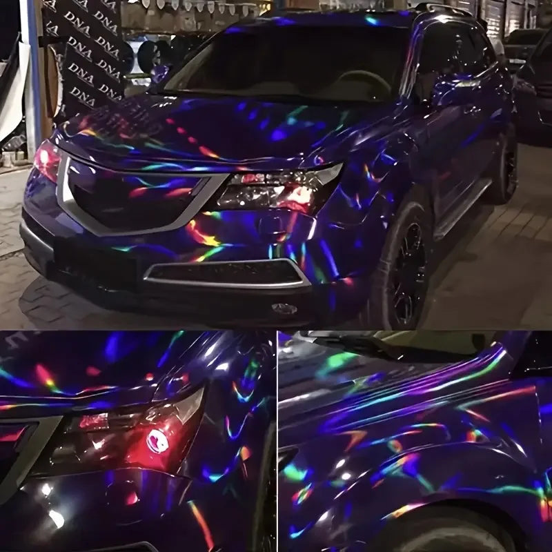 LuxRide™ Premium Gloss Holographic Chrome Purple Vinyl Wrap Roll Self Adhesive Decal