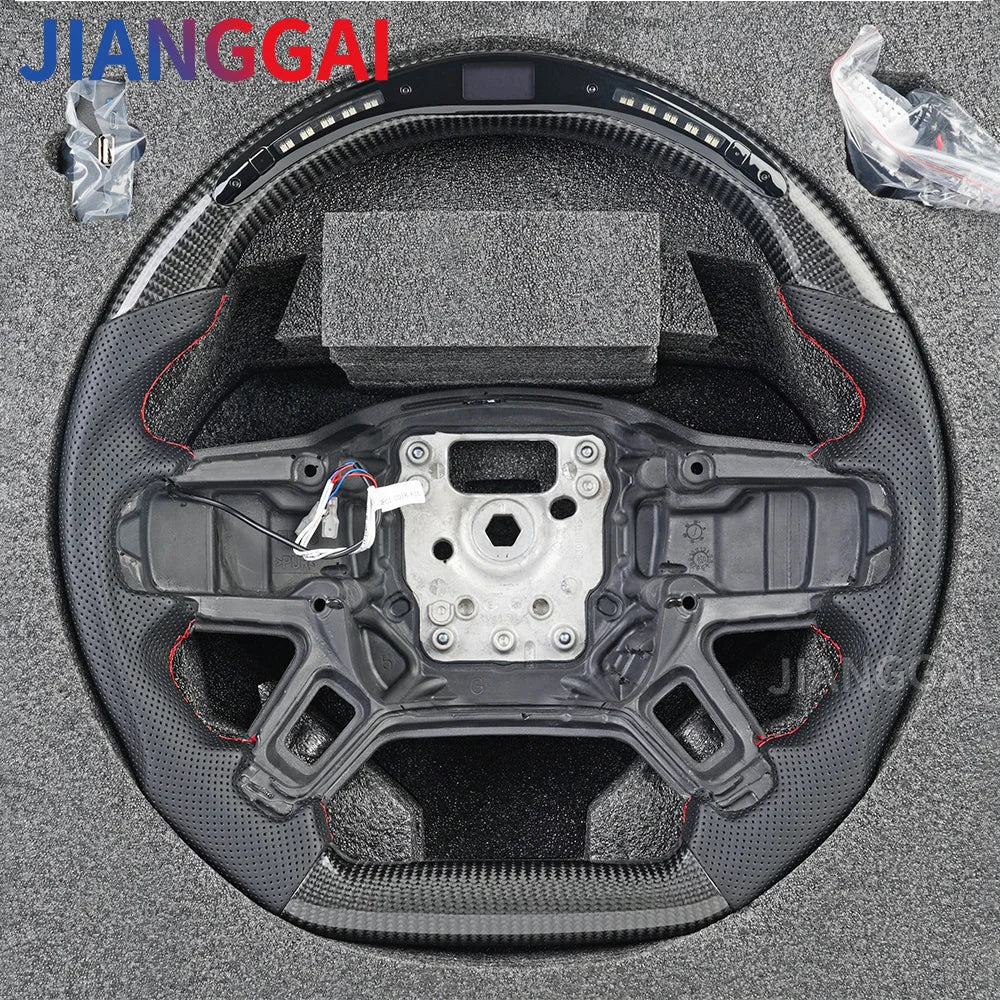 LuxRide™ LED Steering Wheel Fit For Land Rover Defender 2020- 2024 Glossy Carbon Steering Wheel with Paddle Holes & Heating Function