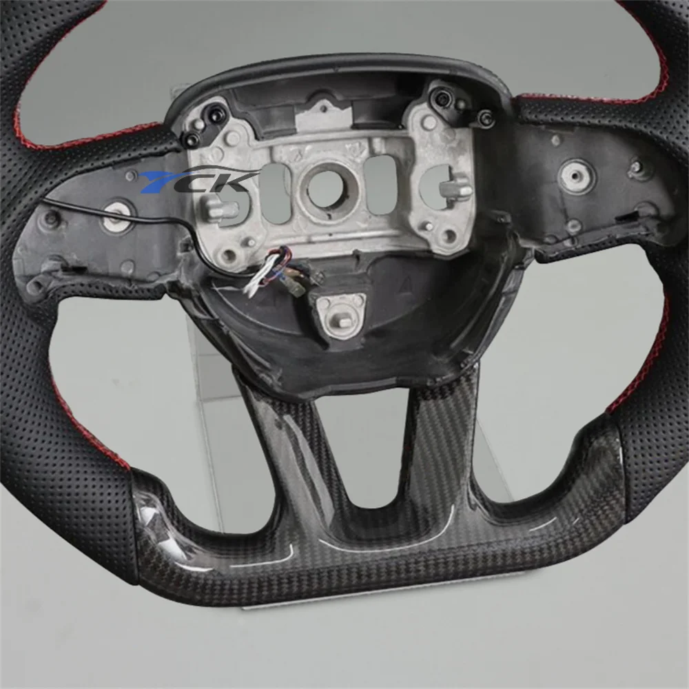 LuxRide™  LED steering wheels for car Carbon Fiber Black Leather For 2015 2016 2017 2018 2019 2020 2021 2022 Dodge Charger Challenger SRT