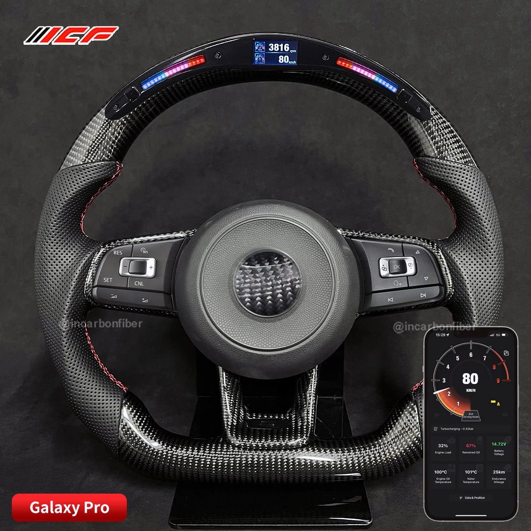 LuxRide™ Carbon Fiber galaxy  LED   Steering Wheel core with trim for Volkswagen VW Golf 7 GTI Golf R MK7 VW Polo Scirocco
