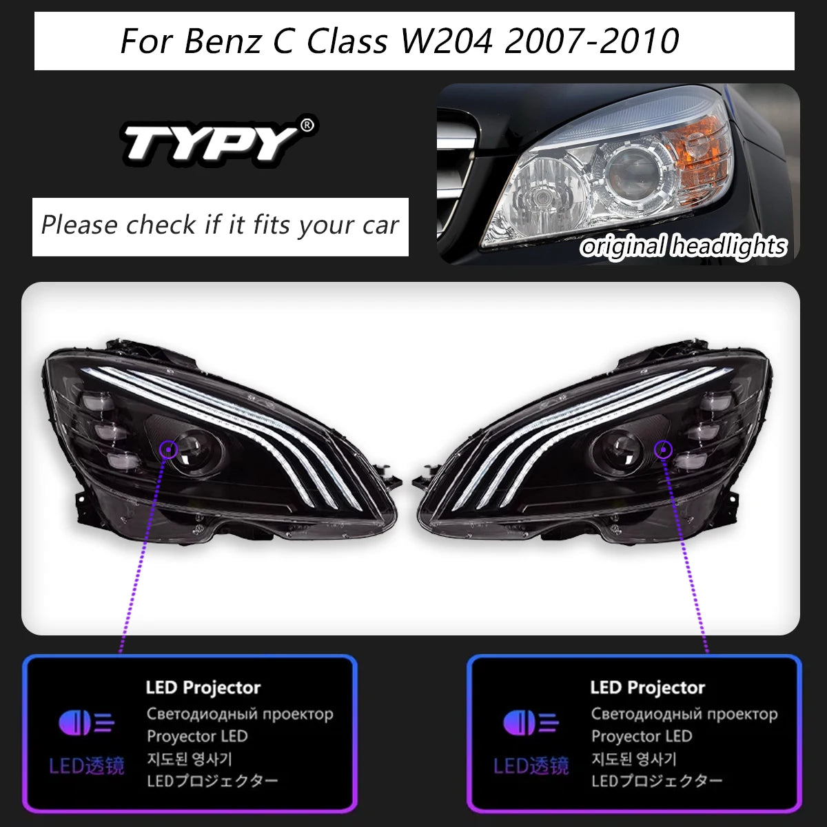 LuxRide™  Benz C Class W204 Headlight 2007-2010