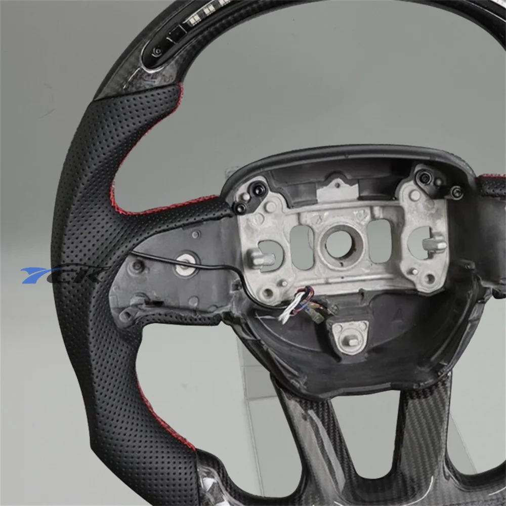 LuxRide™  LED steering wheels for car Carbon Fiber Black Leather For 2015 2016 2017 2018 2019 2020 2021 2022 Dodge Charger Challenger SRT