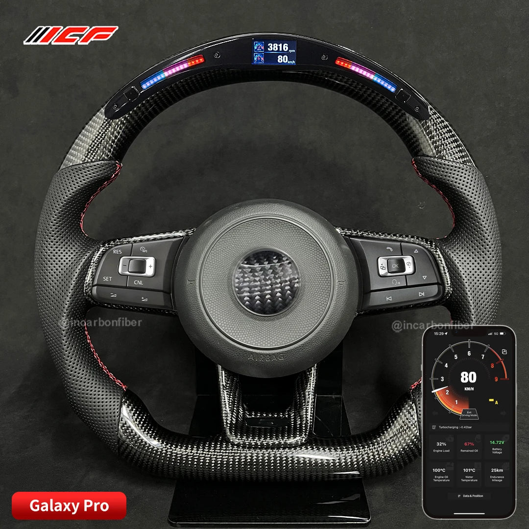 LuxRide™ Carbon Fiber galaxy  LED   Steering Wheel core with trim for Volkswagen VW Golf 7 GTI Golf R MK7 VW Polo Scirocco