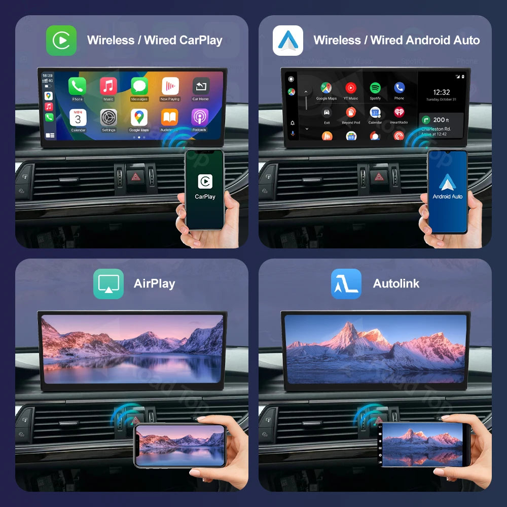 LuxRide™ 12.3" Linux Screen For Audi A6 C6 A7 C7 2011-2018 with Wireless CarPlay Android Auto Airplay Car Radio Player