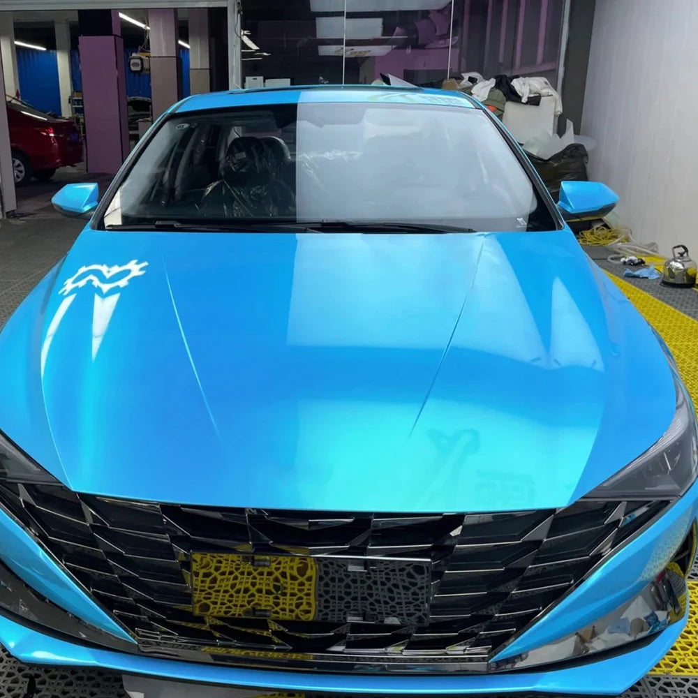 LuxRide™ Car Wrap Vinyl Film Multicolored Coral Sky Blue Color Change Stickers PET Bubble