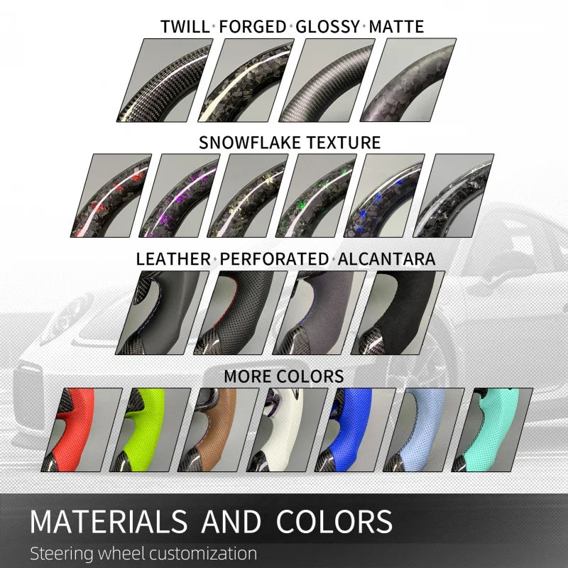 LuxRide™ Customized Forged LED Carbon Fiber Perforated Leather Steering Wheel Q60 QX55 Q50 2017 2024