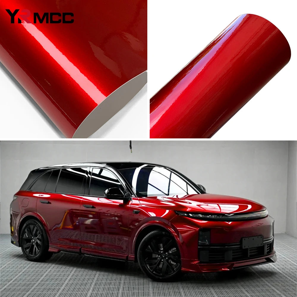 LuxRide™ Car Wrap Vinyl Waterproof High Glossy Film Auroral red Color