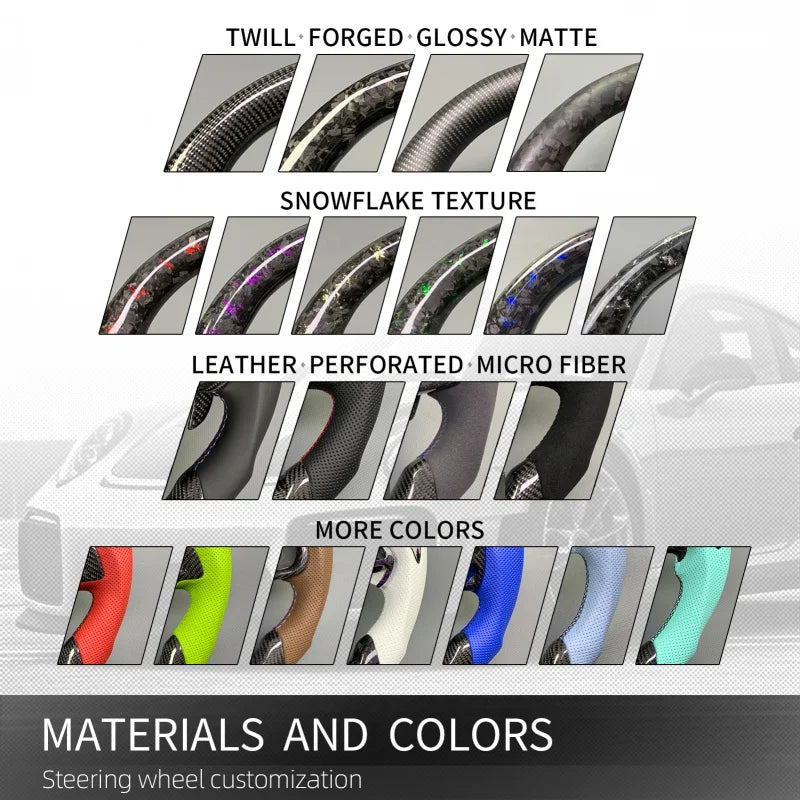 LuxRide™   Carbon Fiber Steering Wheel E90 E91 E92 E93 M3 3-Series 328i 330i 335d 1-Series 135i with LED Rpm