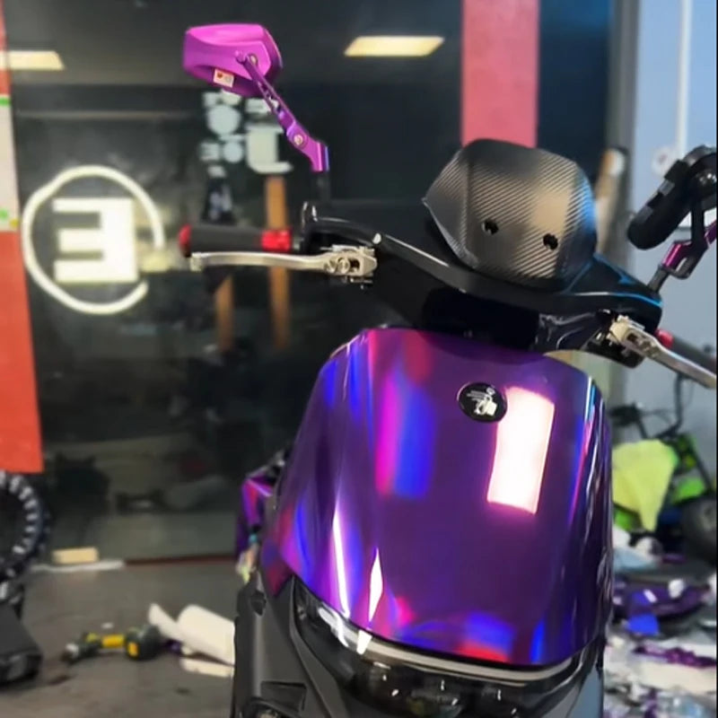 LuxRide™ Premium Gloss Holographic Chrome Purple Vinyl Wrap Roll Self Adhesive Decal