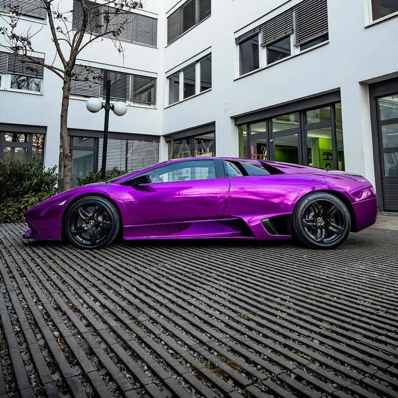 LuxRide™  Premium Stretchable Purple Mirror Chrome Vinyl Wrap Film Roll DIY Self Adhesive Decal