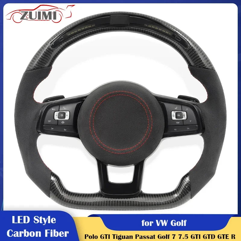 LuxRide™LED Carbon Car Steering Wheel Assembly for Volkswagen VW Golf 7 MK7 MK6 MK5 MK4 PPolo GTI Tiguan Passat Golf 7 7.5 GTI GTD GTE R