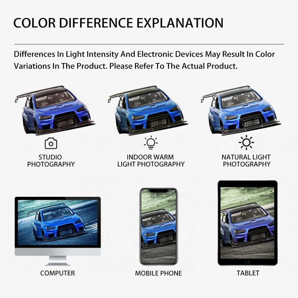 LuxRide™ Car Wrap Vinyl Film Multicolored Coral Sky Blue Color Change Stickers PET Bubble