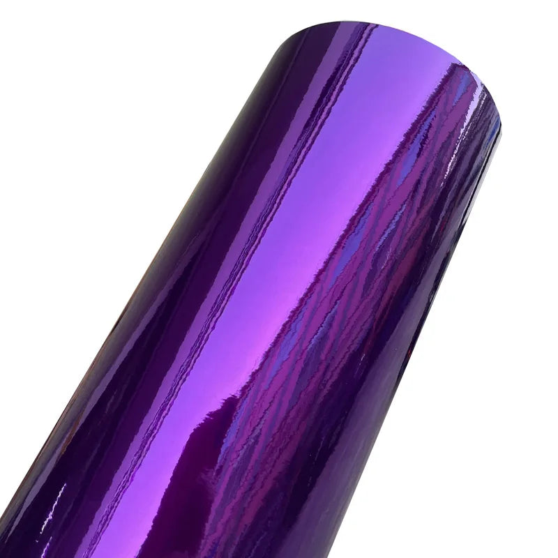 LuxRide™  Premium Stretchable Purple Mirror Chrome Vinyl Wrap Film Roll DIY Self Adhesive Decal