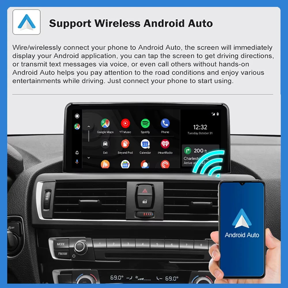 LuxRide™  10.25”1920*720 Wireless Carplay Android Auto Car multimedia player for F20 F21 F22 F30 F31 F32 F33 F34 F36 NBT 2013-2017