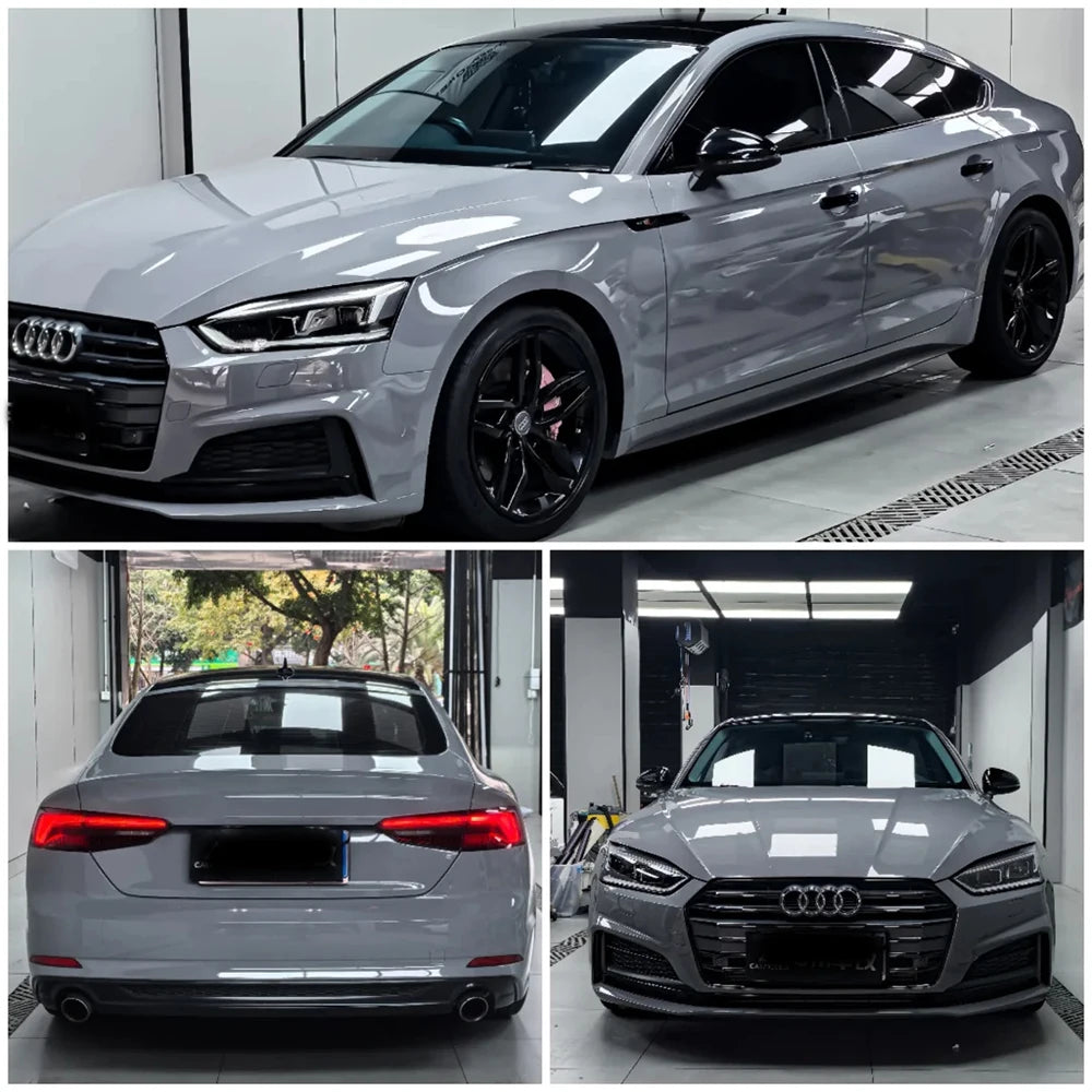 LuxRide™ Premium Gloss Nardo Grey Vinyl Wrap Film Roll Bubble Free Air Release Self Adhesive